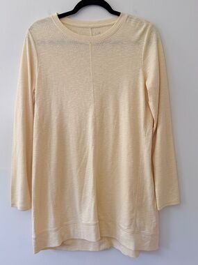 J.Jill "Ellipitical" Pima Cotton Slub Knit Tunic Tee Butter Yellow Shirt NWOT